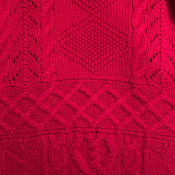 Ralph Lauren Vintage Deep Pink Mock-Neck Cable knit Women Heavy Sweater - Picture 5 of 13